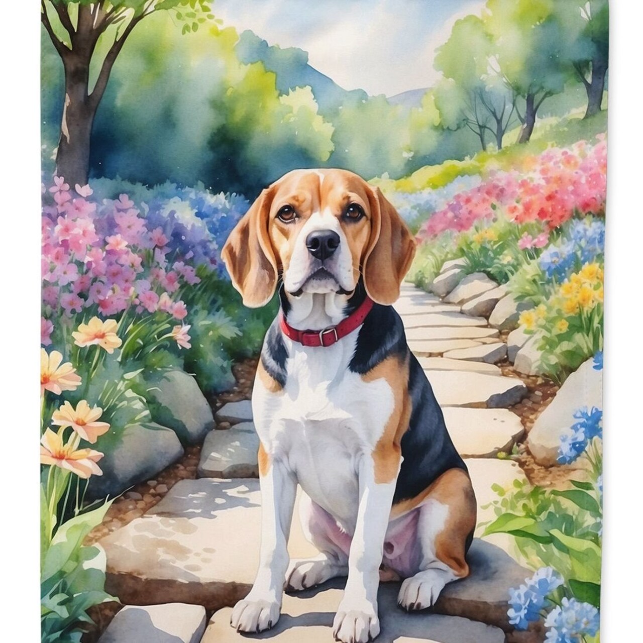 Edge Collections - 11.25" X 15.50" - Multicolor - Beagle Spring Garden Decorative Banner - 1 Piece